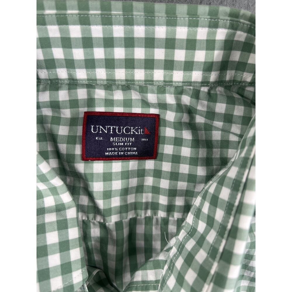 UNTUCKit Men's Medium Slim Fit Green Gingham Long Sleeve Shirt 100% Cotton - Picture 4 of 7